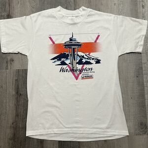 VTG Seattle Washington 80s/90s T Shirt Space Needle White Travel Tee Sz Large